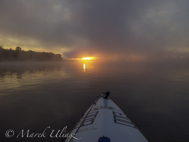 sunrise on Missouri River from Sea Wind canoe