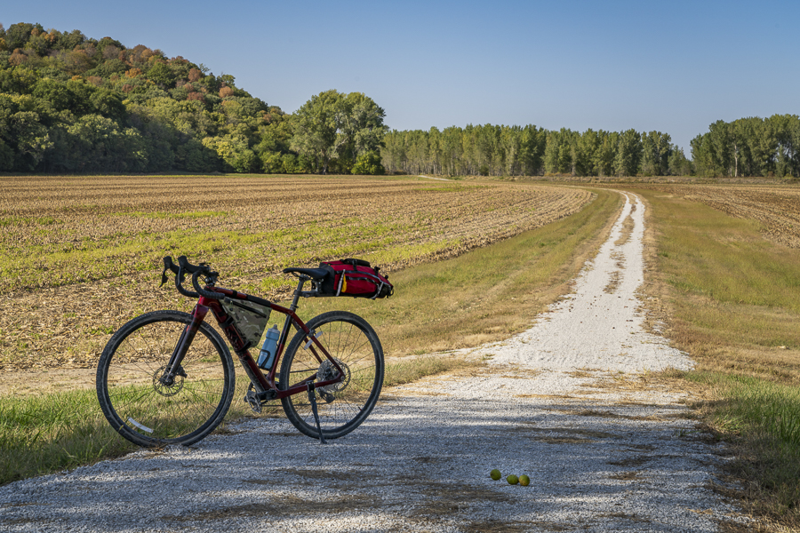 gravel touring bike on Steamboat Trace Trail converted from old 